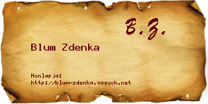 Blum Zdenka névjegykártya
